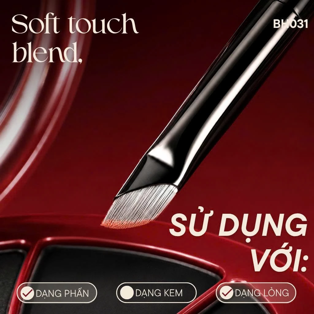 Cọ Tém / EyeLiner xéo để tém mày /kẻ mày /kẻ mắt cực mảnh và dễ dàng mới về BH COSMETICS Small Angled Liner Brush BH031
